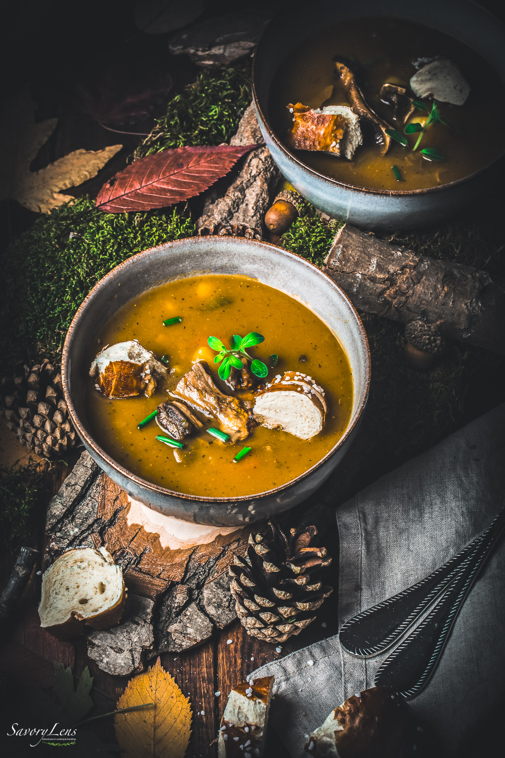 Bramboračka - Prager Kartoffelsuppe mit Laugen-Croûtons Bramboracka