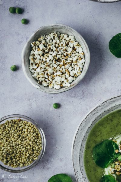 Brunnenkressesuppe mit Sorghum-Popcorn – SavoryLens
