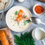 Spargelcremesuppe mit Stremellachs