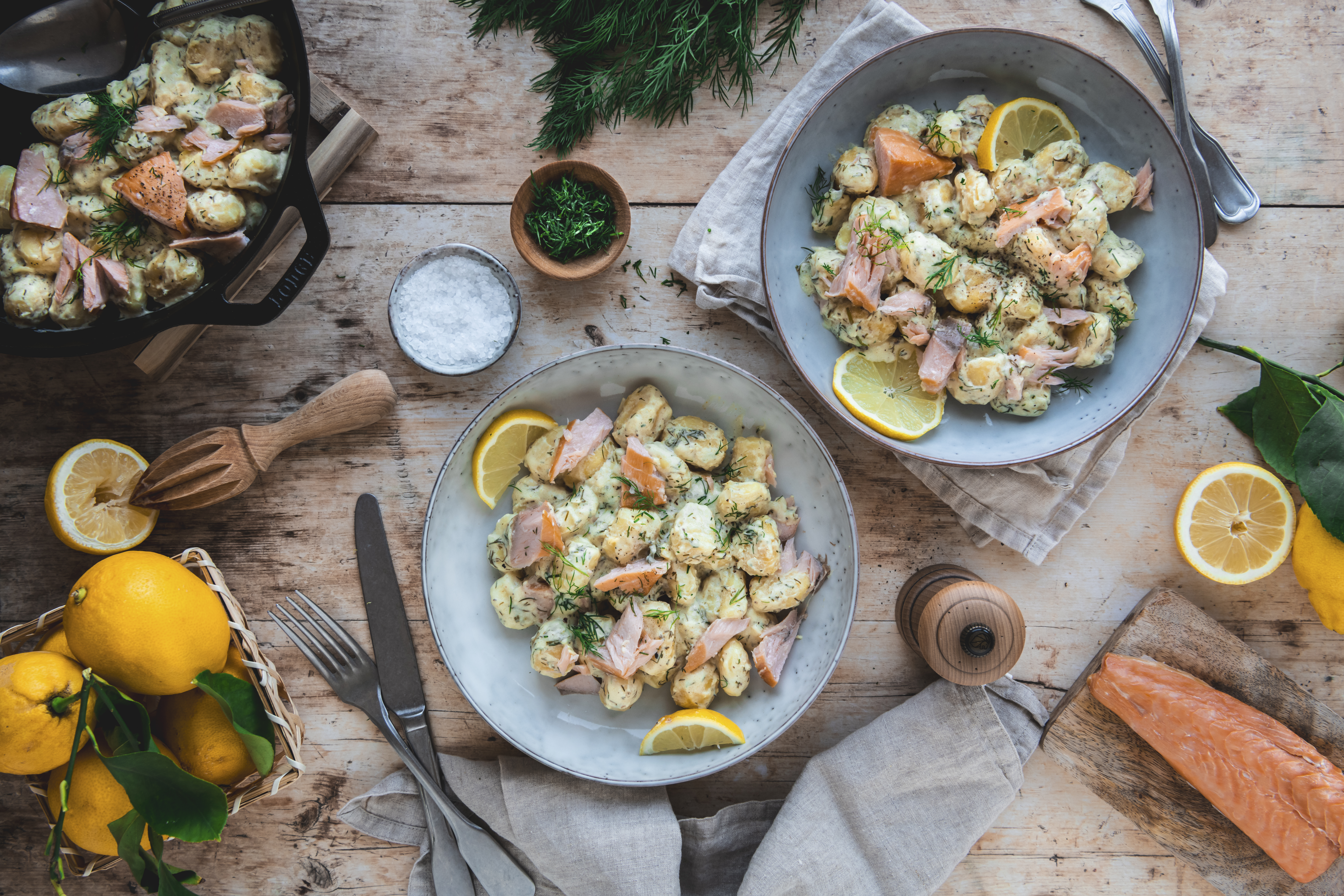 Cremige Gnocchi mit Stremellachs und Dill