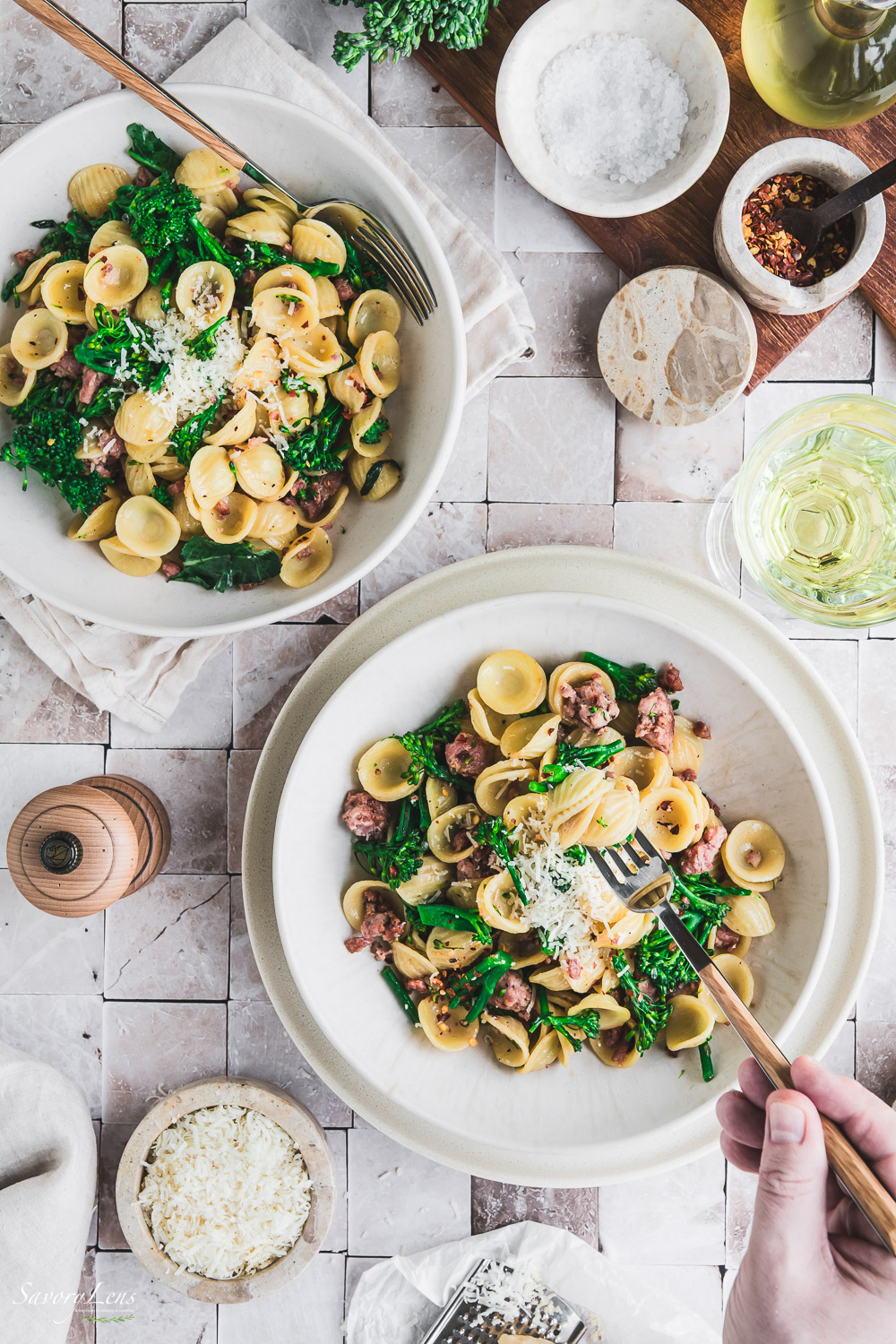Orecchiette mit Salsiccia und Wildbrokkoli